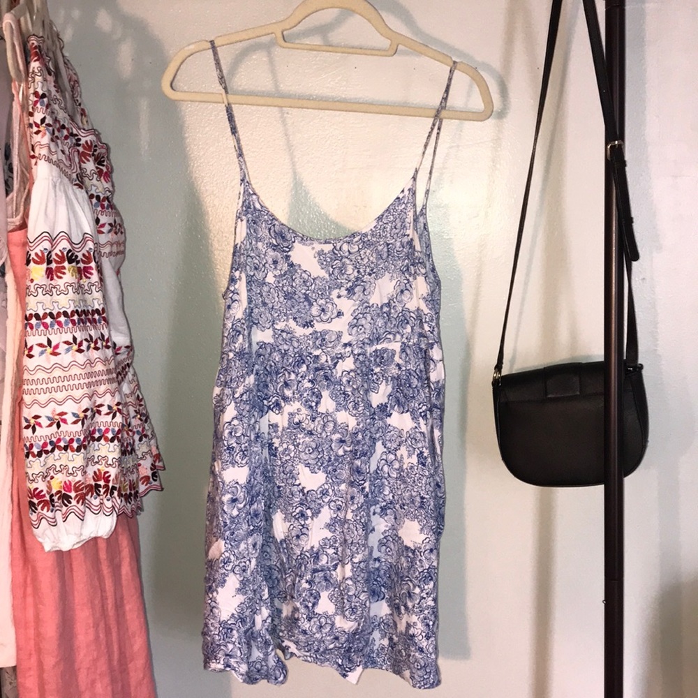 blue floral American apparel shift dress